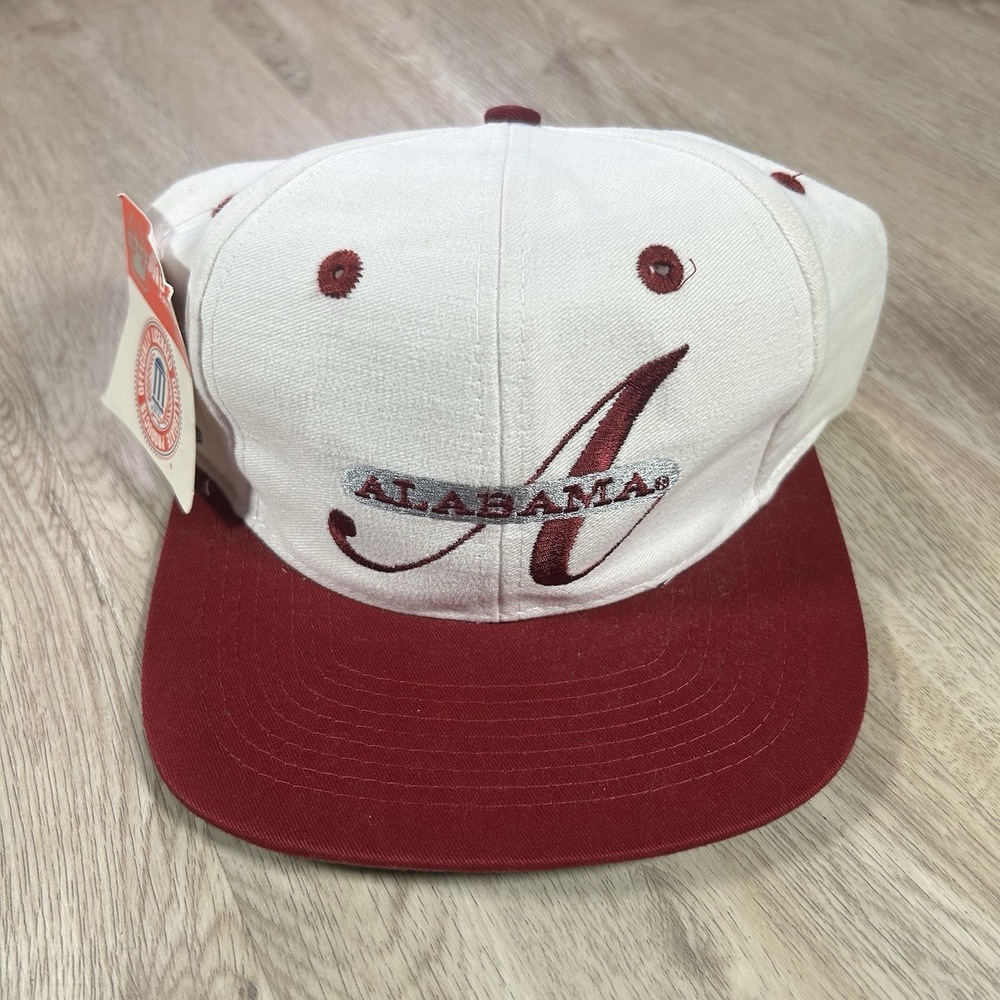 VTG Alabama Crimson Tide Snapback Hat NWT College Nu Image White Red Cap